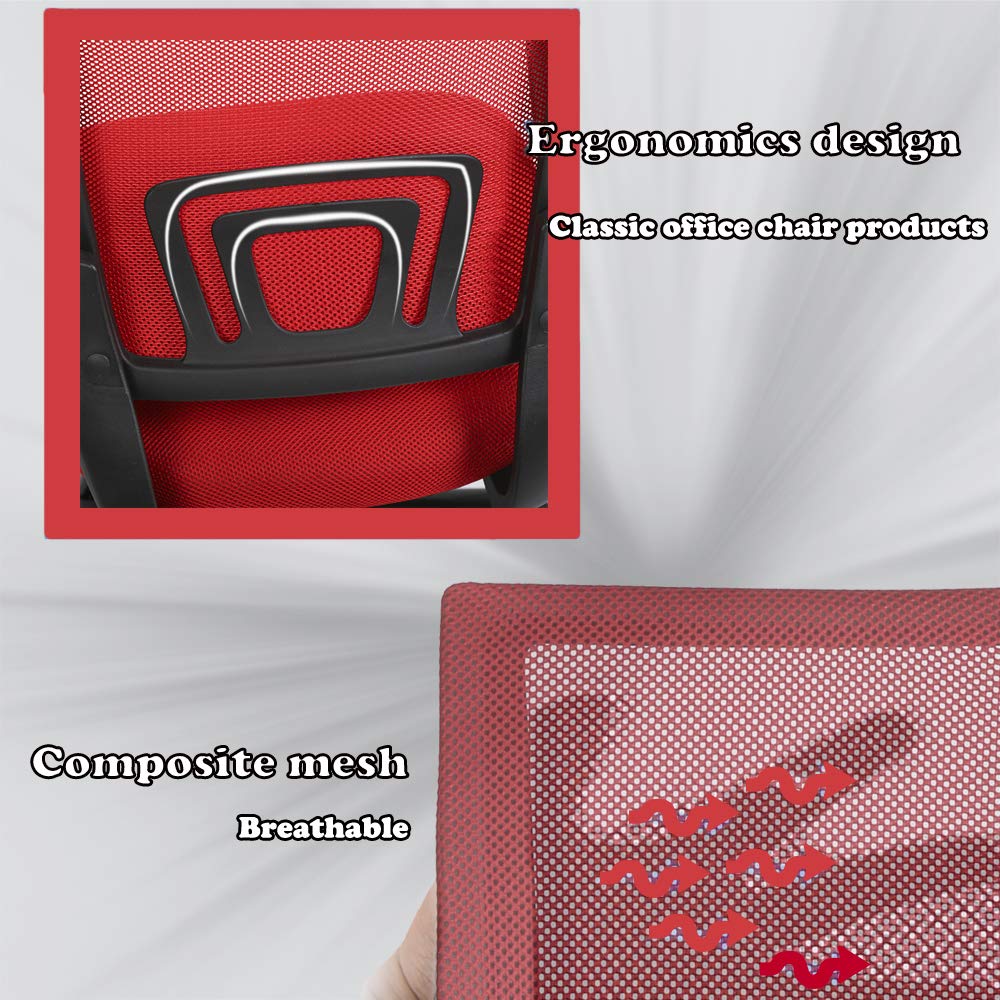 Office Chair Ergonomic Desk Chair Mesh Executive Computer Chair with Arms for Back Pain, Set of 2, 2 Pcs, Red