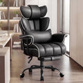 Furniliving Big and Tall Executive Office Chair- Ergonomic, Reclining Desk Chair with Footrest Lumbar Pillow, Height Adjustable Back Leather