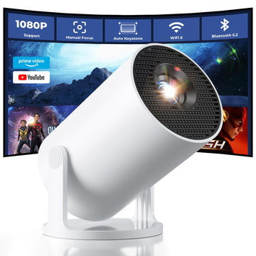 CLOKOWE Mini Projector with WiFi and Bluetooth, Built-in Apps, Smart Portable Projector with 180° Rotation, Auto Keystone, Support 1080P, Compatible with HDMI/USB/TV Stick/Smartphone/Laptop