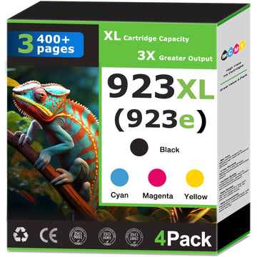 923XL 923e Ink Cartridges Combo Pack (4 Pack) Replacement for HP 923 Ink Cartridges , Work for OfficeJet Pro 8120 8122 8124 8125 8130 8132 8122e 8124e 8125e 8130e 8132e 8134e, Update with V19.8.1 Chip