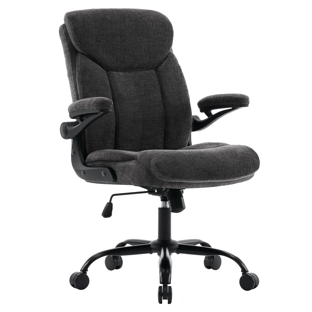 Executive Fabric Office Desk Chair - Ergonomic Computer Study Chair Grey, 18.9"D x 25.2"W x 38.2- 42.1"H