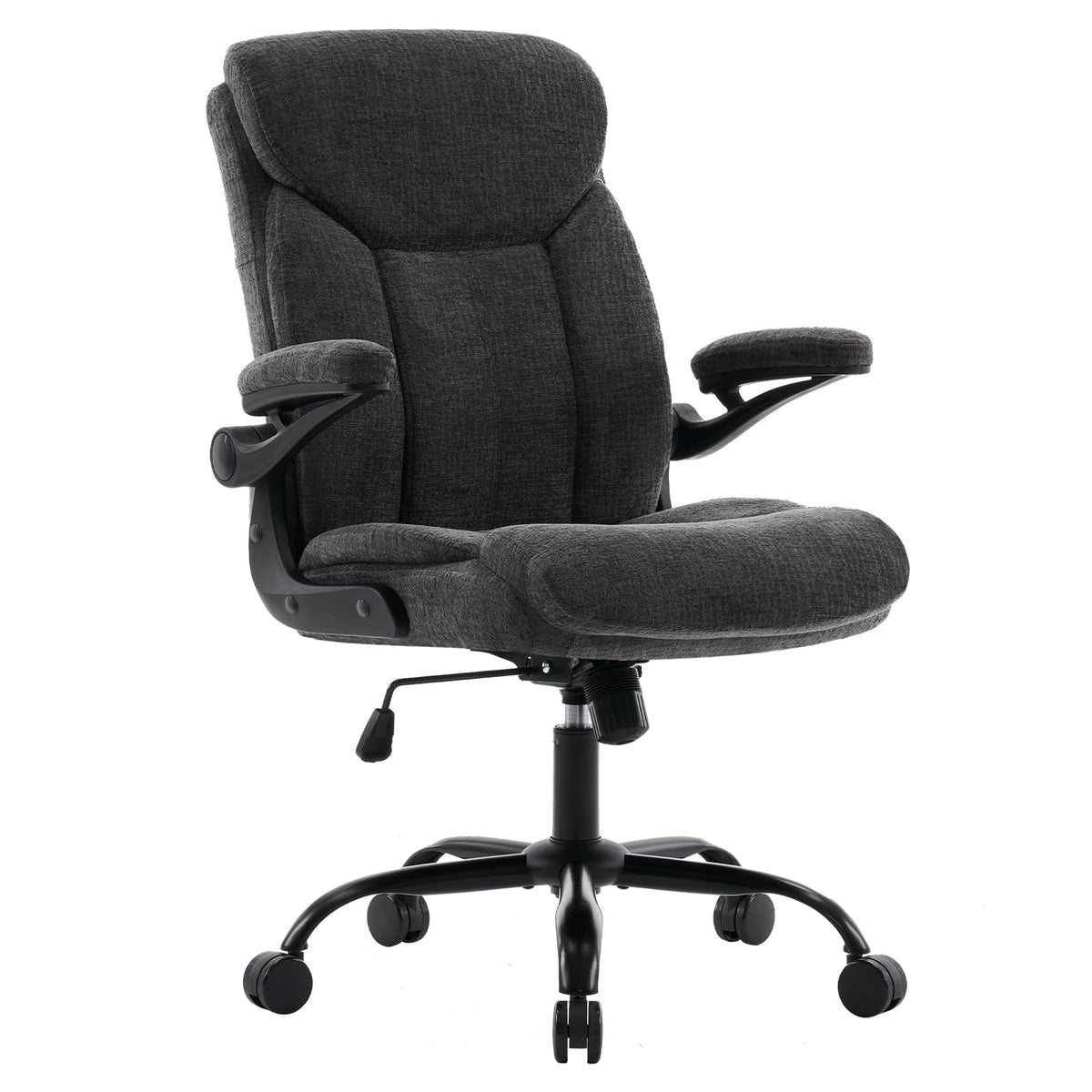 Executive Fabric Office Desk Chair - Ergonomic Computer Study Chair Grey, 18.9"D x 25.2"W x 38.2- 42.1"H