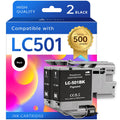 LC501 2*Black Ink Cartridge Replacement for Brother LC501BK Standard Yield Compatible with MFC-J1260DW J1360DW J1410DW All-in-One Printer (2-Pack)