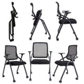 Blaneduo Updated Conference Room Chairs, Folding Office Desk Chair with Lumbar Support and Sliding Armrest with Casters, Stackable Office Guest