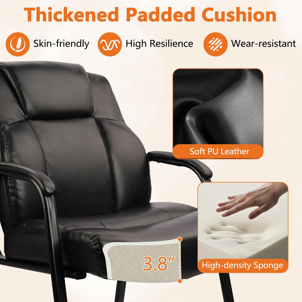 Clatina Big & Tall 500 Lb. Guest Chair, Leather Reception Chairs with Padded Arm Rest for Waiting Room Office Home and Meeting