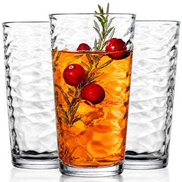 Glaver's Drinking Glasses Set of 10 Highball Glass Cups, 17 Oz Cooler Glassware. Home and Bar Everyday Basic Drinkware Elegant Kitchen Glasses for Water, Juice, Cocktails, Iced Tea.