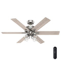 Hunter Fonthill Indoor Ceiling Fan With Light, Remote, 52-inch, Fresh White, Fast Install, 6-speeds (Brushed Nickel)