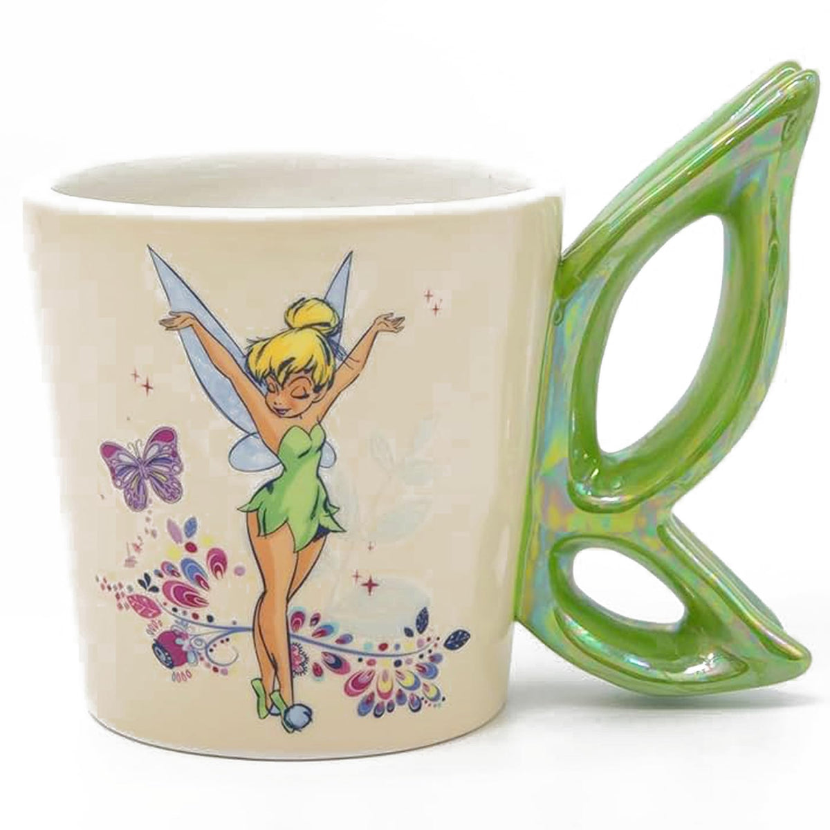 Disney Tinker Bell Ceramic Coffee Mug – Cute Mug Featuring Tinker Bell with Iridescent Butterfly Design, Collectible Coffee Cup, Officially Licensed Gifts