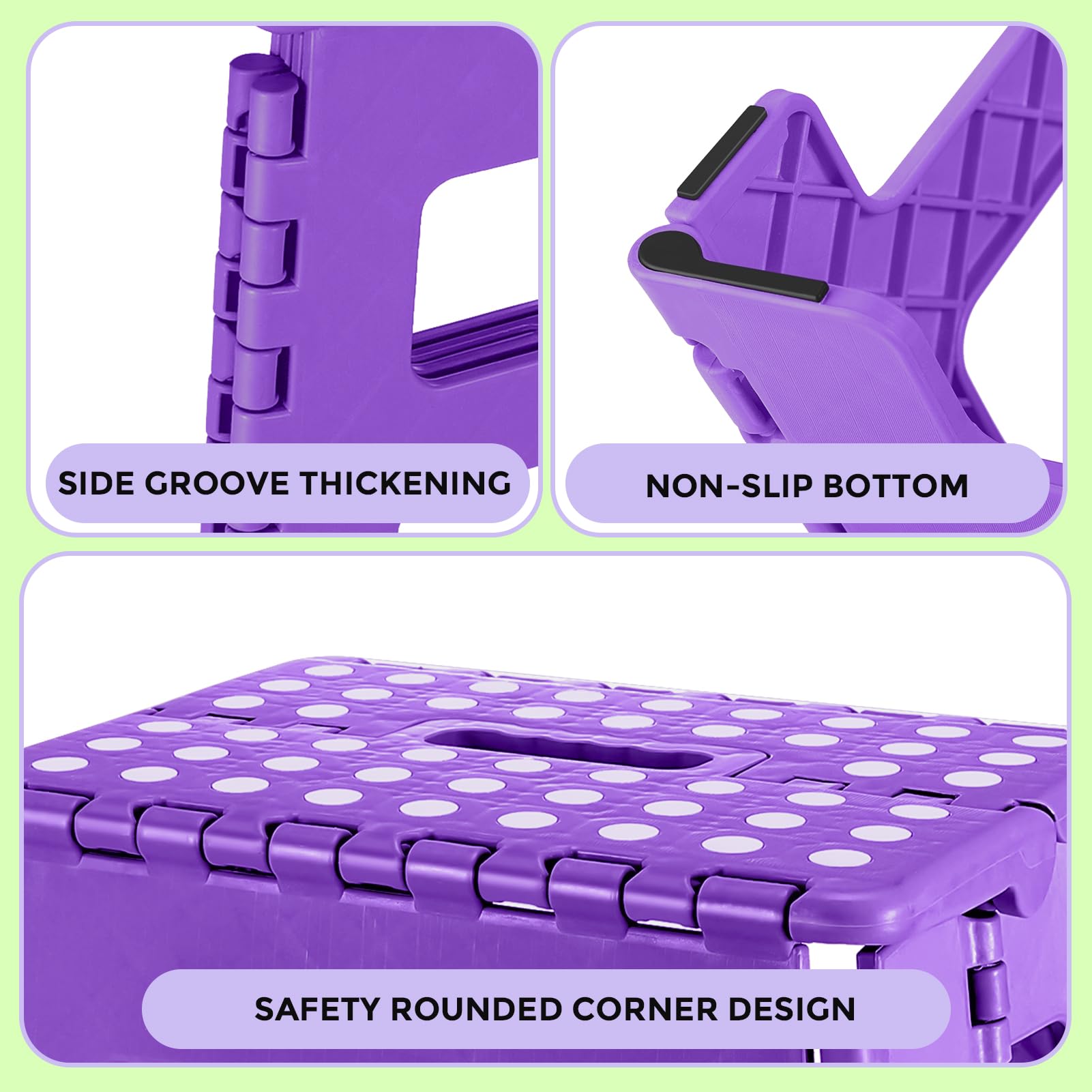Dyforce Kids Step Stool 9 Inch, 300lbs Folding Step Stool for Toddler, 9inch, Purple