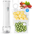 Vacuum Sealer for Food with Visible Tank, Handheld Vacuum Sealer Machine with 30 Reusable Bags for 5X Longer Freshness, Wireless & Portable, White
