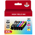 PGI-280XXL CLI-281XXL Compatible for Canon 280 281 Ink Cartridges Replacement for Canon TR8620a Ink Cartridges Works with TR8620a TR8520 TR8620 TS9120 TS702a TS9520a TS9521Ca (5 Pack)