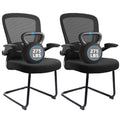 Clatina Office Guest Chair Sled Base, Ergonomic Mesh Desk Chair Adjustable Lumbar Support and Flip Up Arms, Office Guest & Reception Chairs No