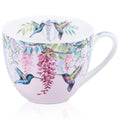 Spring Hummingbird Hug Mug - 20oz Pink Bone China Coffee Tea Mug with Floral Vine & Fluttering Hummingbirds, Thoughtful Gifts for Mom Women Mothers Day, Designed in England by Harvest Green Studio