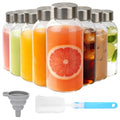 Sursip 8 oz Glass Bottles with Stainless Steel Lids (Set of 8) - Reusable Small Clear Jars for Juicing, Wellness Shots & Fridge Organization - Leakproof, Dishwasher Safe & BPA Free