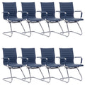 Dm Furniture Office Desk Chair Set of 8,no Wheels Pu Leather Computer Chairs Mid Back Guest Chairs with Seld Base for