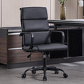 Haranuo Office Chair, Ergonomic Executive Conference Room Chairs, Ribbed Leather Desk Chair with Lumbar Support, Adjustable Height Mid-back
