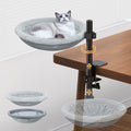 On/Under Cat Desk Bed - 360°Rotation & Adjustable Mount Perch Cats Hammock Up to 50 lbs Cat Furniture for Office Desks and Game Tables with 2 Soft and Breathable Dual-Sided Reversible Mat