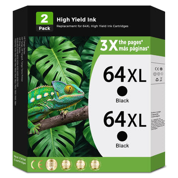 64XL Black Ink Cartridges Replacement for HP 64 XL for HP64 HP64XL with Printer Envy Photo 7858 7855 7120 7155 7158 7164 6255 6252 6232 7100 Inspire 7955e 7958e 7255e Tango