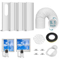 Ninonly Portable Air Conditioner Window Vent Kit with 5.1" Exhaust Hose, Portable AC Seal Kit for Sliding Window with 4 Plates, Universal Coupler Fits Most AC Units
