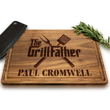 Personalized Grillfather Cutting Board for Dad, Husband, Grandpa or Father-in-Law, Custom Wooden BBQ Grilling Board for Men, Father’s Day Gift for Him