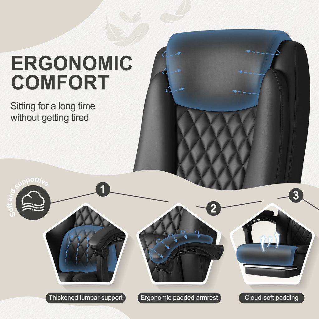 Homall Executive Home Office Chair with Lumbar Support,400lbs Adjustable Ergonomic High Back Office Chair Reclining Managerial Chair for Home