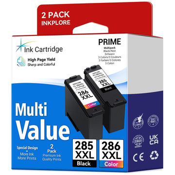 1500 Pages 285XXL 286XXL Ink Cartridge Replacement for Canon 285 286 285XL 286XL Compatible for Pixma TR7820, TS7722 TS7720 Inkjet Printer, Print, Scan, Copy