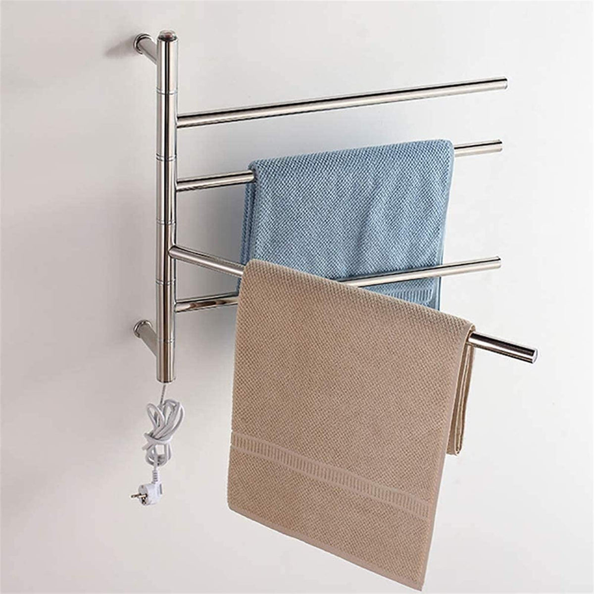 Heated Towel Rail Rails Towel Warmer and Drying Rack Heated Towel Rack Wall Mount Stainless Steel Towel Heater for Home Bathroom Electric Towel Warmer 4 Rotatable Bars 23" ()