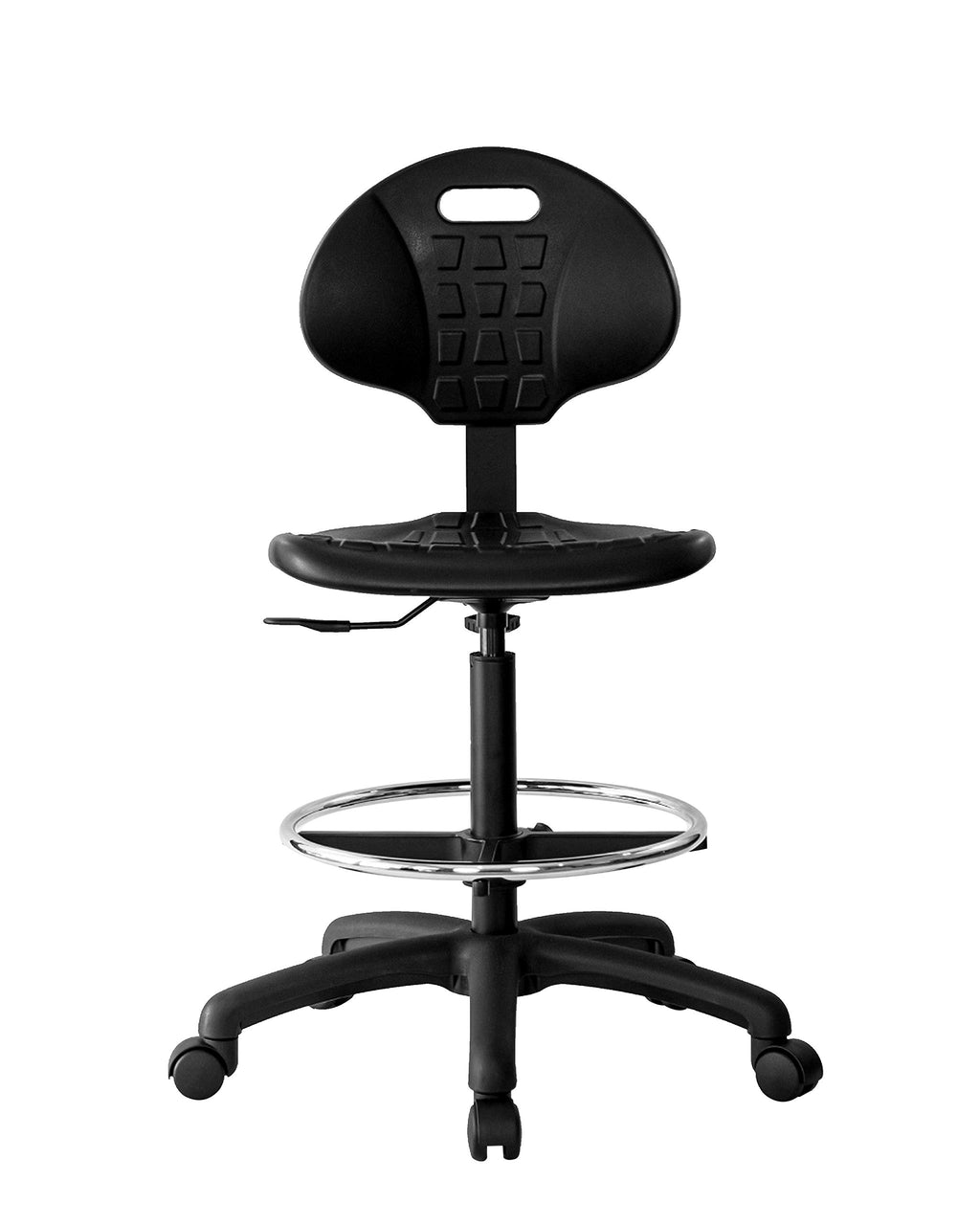 Chair Master-heavy Duty Ergonomic Drafting Stool Black-easy to Clean-largest (20") Adj. Footring and Base (26") on the Market. Seat Ht Range