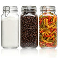ComSaf 3-Pack 78oz Large Square Airtight Glass Jars for Bulk Food, Holds a 4lb Bag of Sugar or 5lb of Rice, Wide Mouth Canister for Flour, Coffee & Pantry Organization