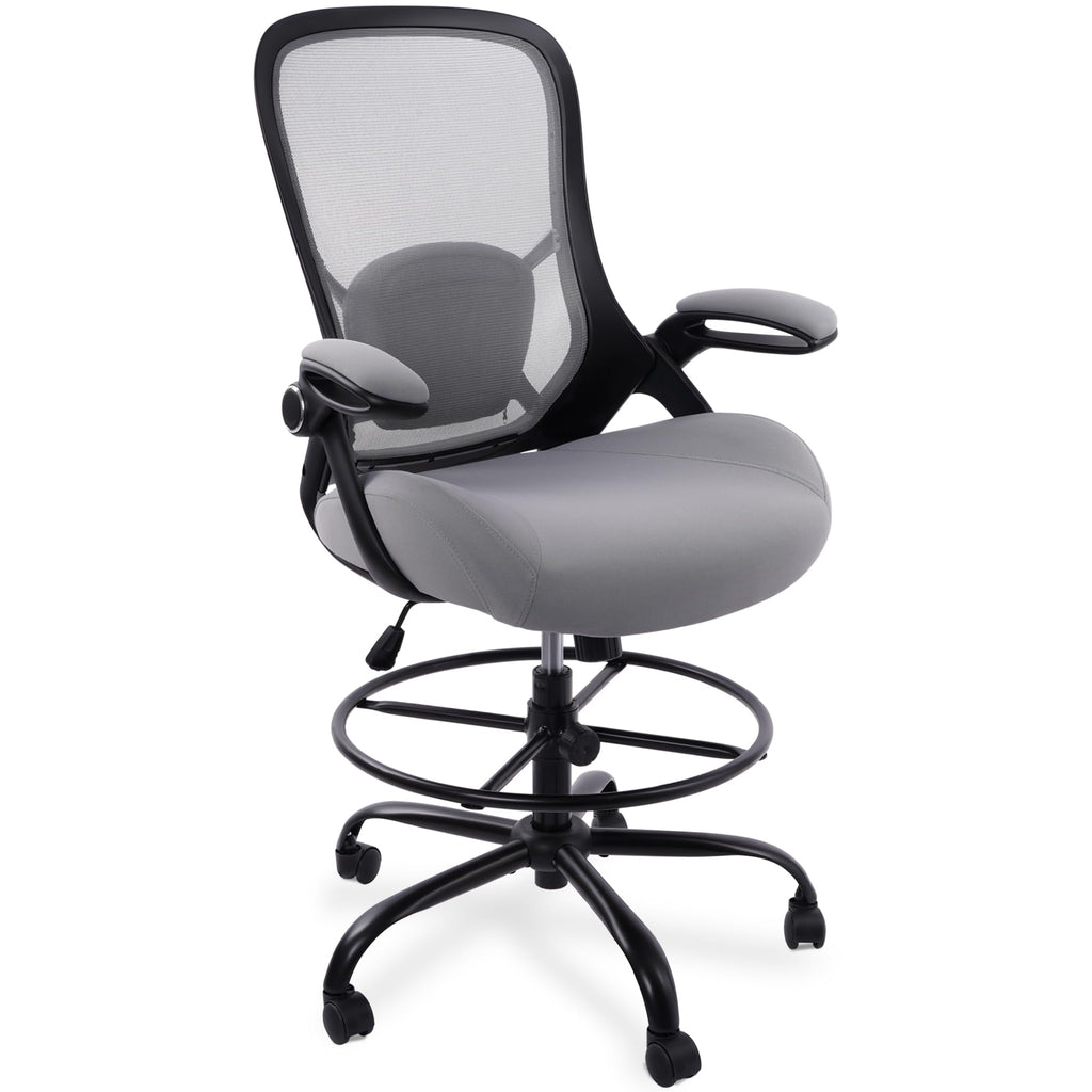 Hylone 400lbs Heavy Duty Drafting Chair 5" Thickened Seat Office Chair with Flip-up Armrests Tall Ergonomic Computer Chair with Lumbar Support