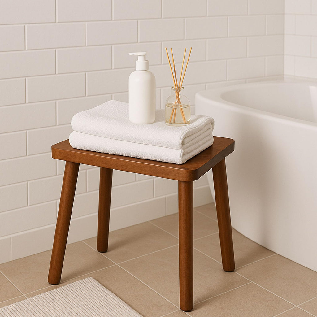 13.4inch Wooden Step Stool for Adults,small Wooden Stool with Non-slip Feet,removable Plant Stand,compact Square Design for Bedroom Office