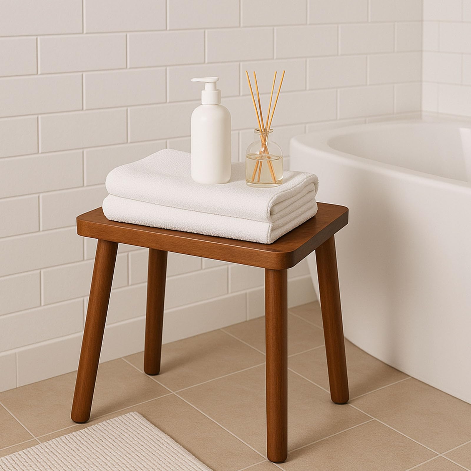 13.4inch Wooden Step Stool for Adults,small Wooden Stool with Non-slip Feet,removable Plant Stand,compact Square Design for Bedroom Office