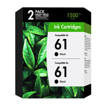 61 61XL Ink Cartridges for HP Printers Compatible for HP61XL 2-Pack Black | Compatible for HP61 Black Ink Cartridges Work for HP Officejet 4630 4635 Envy 4500 5530 4502 4501 Deskjet 1000 1010 Black