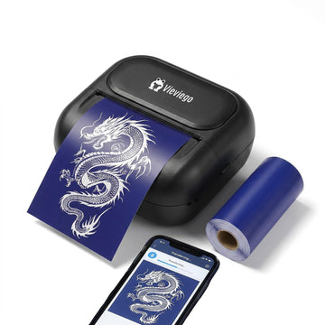 Mini Tattoo Stencil Printer, Portable Tattoo Transfer Printer Machine, with 2.2" width Paper-Saving Printing Size, Supports Smartphone & Tablet, for Artists & Beginners & Tattoo Studios,Black
