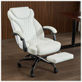 Amseatec Big and Tall Office Chair with Footrest, Lumbar Support, White, Oversized