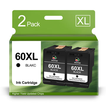 60XL Black Ink Cartridges Replacement for HP 60 60XL High Yield Combo Pack for PhotoSmart C4680 C4780 C4795 D110a DeskJet F4480 F4440 Envy 100 110 120 Printer (2 Black)