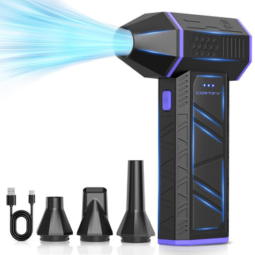 Electric Compressed Air Duster - Cortify 130,000 RPM High-Power Air Blower, Mini Snow Blower Rechargeable 3-Speed Handheld Dust Blower for PC, Keyboard, Electronics, Car and Leaves Cleaning