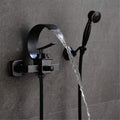 Basin Faucet Waterfall Bathtub Faucets and Showerheads Set Black Bathroom Faucet Shower Dual Contral Shower Wall Mounted for Bathroom with Hand Shower