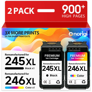 245XL 246XL Ink Cartridges for Canon Ink 245 and 246 PG245 CL246 XL Black Color Combo Pack for PIXMA MX490 TR4520 TS3322 TR4522 TR4500 TS3122 TS3300 MX492 MG2522 TS3100 TS3320 Printer (2 Pack)