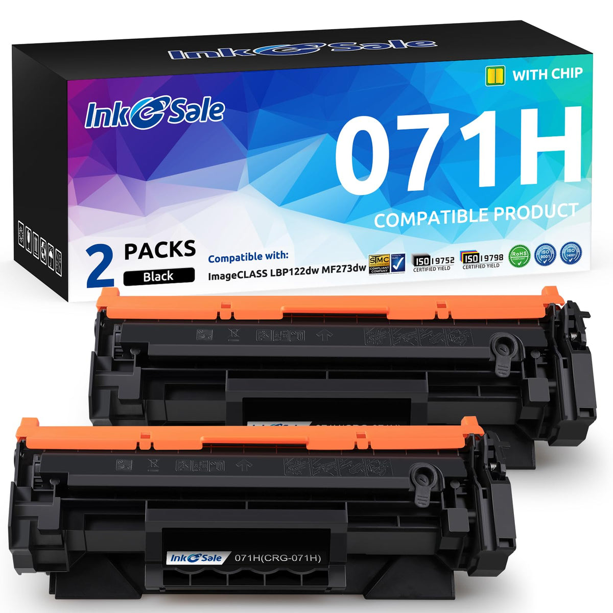 071H 071 Black Toner Cartridge Compatible for Canon MF270 MF273dw MF272dw | for ImageCLASS LBP122dw MF275dw MF270 lbp120 MF273dw MF272dw Printer ink Cannon 071 071H Toner, High Capacity, 2 Pack