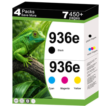 936e Ink Cartridges Compatible Replacement for HP 936 XL 936XL Combo Fit for OfficeJet 9122e Pro 9120 9120e 9125 9110b 9120b 9130b Wide Format 9730e 9730 Printer with V26.2.1 Chips ( CYMK, 4 Packs )