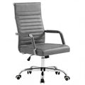 Furmax Ergonomic Office Desk Chair, Executive Ribbed Mid-back Pu Leather Conference Room Chair Adjustable Swivel Chair with Arms (1, Bicolor