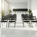 Brobriyo Folding Chair with Wheels and Paddle, Ergonomic Mesh Back and Arms for Office, Meetings, Conferences, Receptions, Training Rooms &
