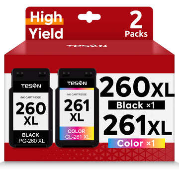 260XL 261XL Ink Cartridges Replacement for Canon 260 and 261 PG-260 CL-261 XL High Yield for TS6400 TS6420 TS6420a TR7000 TR7020 TR7020a TS5300 TS5320 Printer Ink Cartridge(1 Black, 1 Tri-Color)