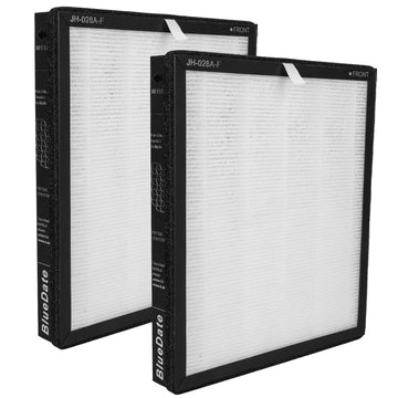 2 Pack BlueDate JH-028A JH-028A-F Original Air Purifier Replacement Filter, 3 in 1 H13 ture HEPA Air Filter for Bedroom and Office