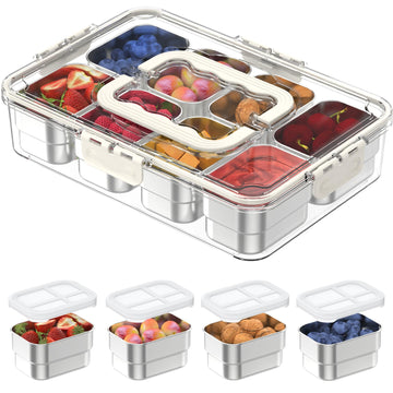 OGEMXU Snackle Box Container, Stainless Steel Snackle Box with Lid Handle