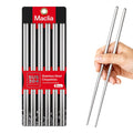 Metal Chopsticks 6 Pairs - Reusable 304 Stainless Steel Chopsticks Dishwasher Safe, Non-Slip Lightweight Chop Sticks, Korean Japanese Chinese Chop Sticks Gift Set (Silver)