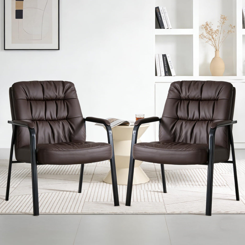 Olixis Waiting Room Chairs Set of 2, Guest Chairs No Wheels, 2 pack, Brown