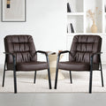 Olixis Waiting Room Chairs Set of 2, Guest Chairs No Wheels, 2 pack, Brown