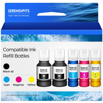 Comptible for EPT542 Ink Refill Bottles ET-5150 ET-5170 ET-5180 ET-5850 ET-16600 Replacement for EPT542 Ink ET-5800 ET-16650 ET-5880 ET5850 ET5150 ET5170 ET5180 5850 5800 Printer, 5 Pack (2BK C M Y)